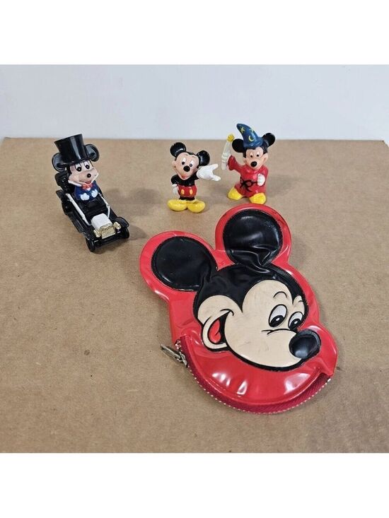 Disney Other - Bundle Vintage Disney Figures BONUS Mickey Mouse Coin Purse Cake Toppers WDW